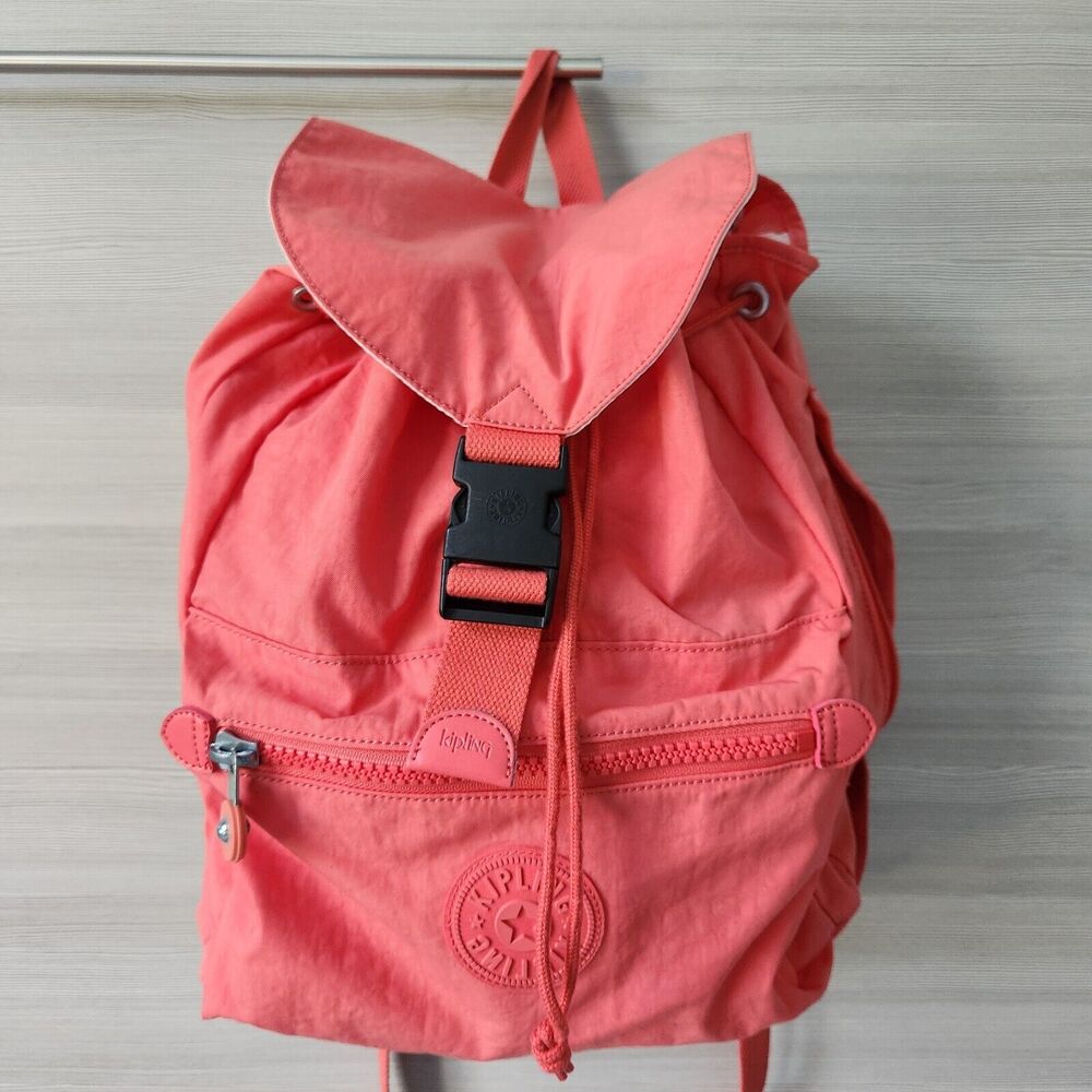 Kipling Keeper Travel Backpack Orange Papaya Tonal K10333 Ladies Multi Pockets